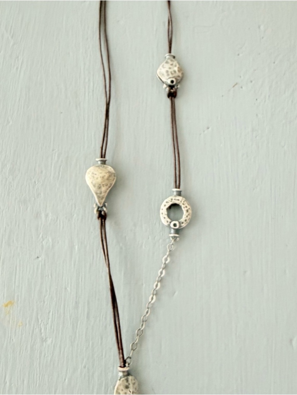 Silpada 925 Sterling Silver Beaded Pendant Leather Necklace - Picture 7 of 10